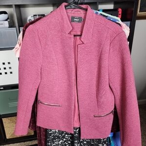 ONLY Dark Mauve Tailored Ribbed Blazer with Pockets 40